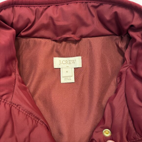 J Crew Quilted Field Jacket Women's Burgundy Maroon Red Size Medium Brass snaps - Picture 8 of 8